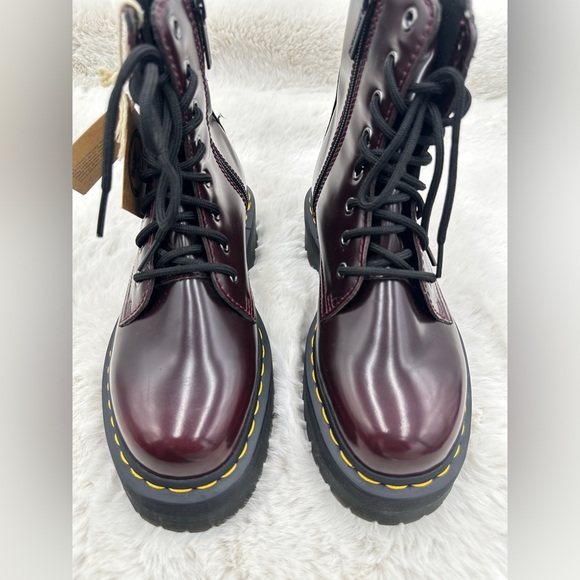 Dr Martens Jadon Arcadia Burgundy Leather platform Boots women’s 8 NWT - Picture 7 of 13